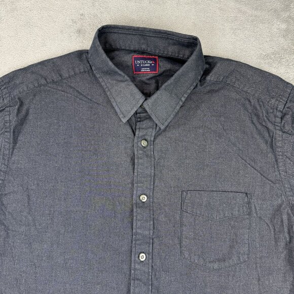 UNTUCKit Mens Regular Fit Casablanca Cotton Grey Button Up Long Sleeve Shirt XL - Picture 3 of 9